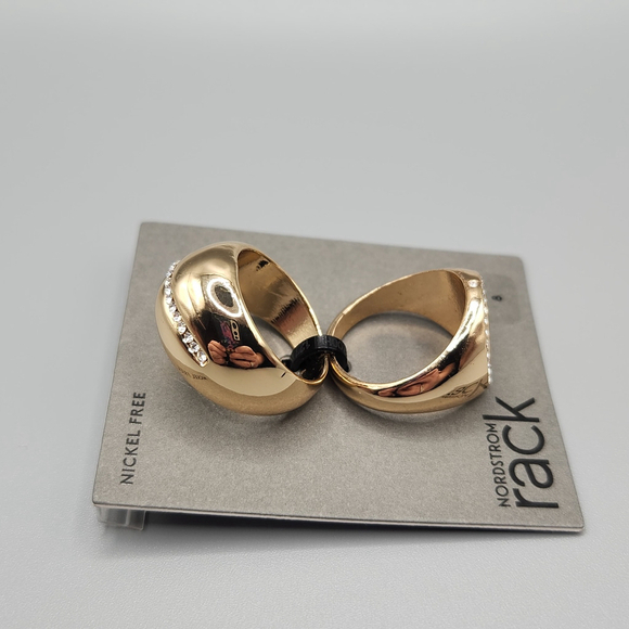 Nordstrom Rack Gold Tone Rings Set of 2 Size 8 Modern Minimalist Jewelry - Picture 4 of 4